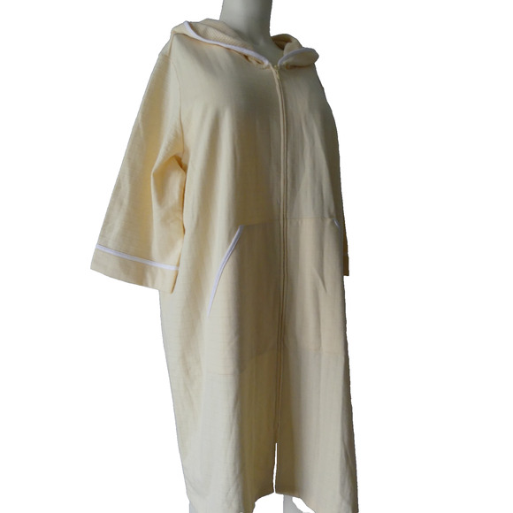 NWT Classic Elements Hooded Robe Womens LARGE Full Zip Textured Coastal Cottage - Picture 2 of 12